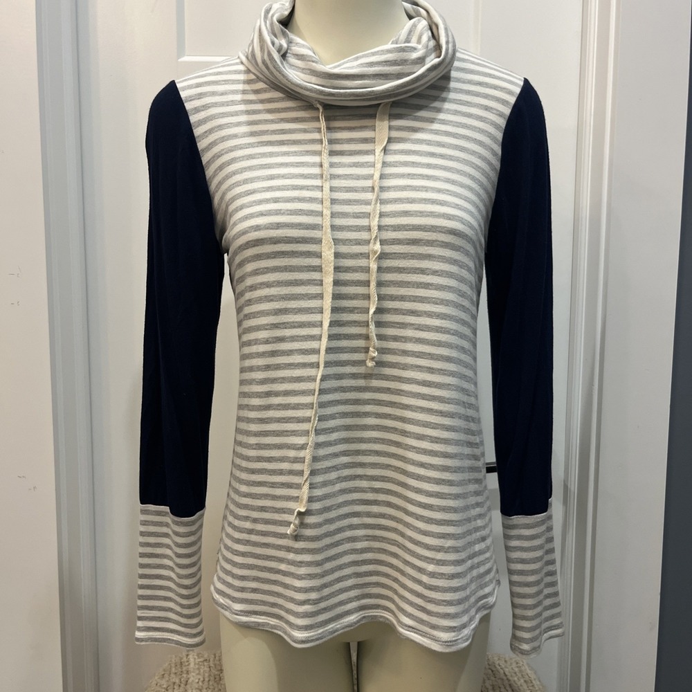 Hailey & Co. Cowl Neck Sweatshirt Women's Sz Medium Nautical Coastal Long Sleeve